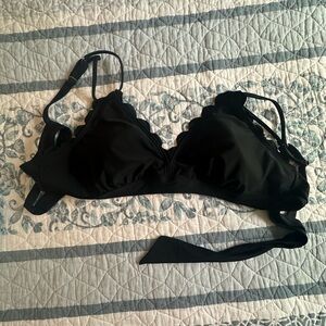 Black Scalloped Bikini Top